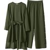 MaNMaNing Tuta Elegante Donna con Top e Pantaloni Lunghi Completo Due Pezzi Stile Modesto Confortevole Donne Musulmane Occasioni Speciali Design Funzionale Morbido e Rispettoso Tuta 2025