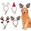 Sporgo Copricapo di Natale per Cani: 4 Pezzi Renna Corna Alce Cerchietto Regolabile per Animali Domestici Fascia Natale Accessori