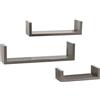 BAKAJI Set 3 Mensole da Parete Moderne Design con Bordi Laterali Mensola Scaffale 1 Ripiano in Legno MDF Varie Dimensioni (Olmo)