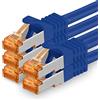 1aTTack.de 687001 Cat7-5x 0,5m - Cavo di rete Cat 7 Ethernet Lan 10 Gb/s PIMF LSZH Blu