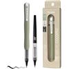 Kuretake Zig Letter Pen COCOIRO, Body color SMOKY OLIVE and Refill nero, Refillable Marking Pen, with Flexible ExtraFine Brush Tip, Made in Japan