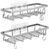 SUMAITech Mensole Doccia 2 Pezzi, Senza Foratura, con 4 Ganci Removibili, Impermeabile Antiruggine, Organizer Bagno Adesivo, Nero (cromatura, 1 Set)