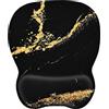 EooCoo Tappetino Mouse con Comodo Supporto per Il Polso, Gaming Mousepad Ergonomico con Poggiapolsi in Memory Foam, Resistente all'Usura, Ufficio Mouse Pad, Accessori Scrivania, Motivo Oro Nero