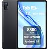DOOGEE Tab E3+ Tablet Android 15, 12 IPS FHD+ 90Hz, 8GB RAM+256GB ROM/2TB, 8800mAh, 13+5MP Fotocamere, Octa-Core 6nm, Dual SIM 4G LTE, 4 Altoparlanti, GPS, Gemini AI, 2025, Nero