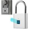 Molbory Lucchetto digitale Molbory, biometrico, impermeabile, ricarica USB, per palestra, bagagli, magazzini, armadietti, colore argento