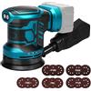 Roadtime Levigatrice orbitale per batteria Makita da 18 V (non batteria), smerigliatrice da 125 mm, 3 velocità 1,000 - 11,800 giri/min, con contenitore di raccolta della polvere e 15 carta vetrata