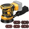 Roadtime Levigatrice orbitale per batteria DeWalt da 20 V (senza batteria), smerigliatrice da 125 mm, 3 velocità 1,000 - 11,800 giri/min, con contenitore di raccolta della polvere e 15 carta vetrata