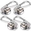 MIN CI 4pcs Magnetici Ganci Extra Forti, 25 mm Magneti al Neodimio, Magneti Forti 22 kg, Forza di Trazione Magnetica con Gancio, Gancio Magnetico per Cucina, Bagno, Armadietti