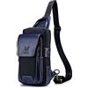 Hebetag Borsa a tracolla in pelle per escursionismo, unisex, per viaggi all'aperto, #01caffè, 13cm(W) x4cm(D) x24cm(H)(5.1x1.6x9.4) approx;