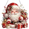 Guidre Diamond Painting Natale Pendente, 5D Strass Diamond Art Painting Appendere Ornamenti, Christmas Pittura Diamante Pendente Kit per Porta Parete Finestra Hanging Decorazione (Red)
