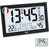 ADE Orologio digitale da tavolo o parete radiocontrollato | display XL | sveglia da comodino grande moderna | grandi numeri | con termometro e igrometro | perfetto per la cucina | nero