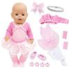 Carreuty Rosa Ballet vestiti per bambole da 12 a 18 pollici, 12 pezzi vestiti per bambole da 35 a 43 cm, vestito con giacca, abito in tulle, collant, scarpe, fascia per capelli, accessorio regalo
