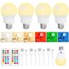 Pinrutar Lampadina LED Ricaricabile E27 con Telecomando, Dimmerabile, Magnetica, Batteria Integrata, 3 Temperature Colore + 9 RGB, 480LM, 3 Timer, per Lampade Senza Corrente, Campeggio & Emergenza 4 Pack