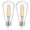 FLSNT Sensore di luce per esterni al crepuscolo fino all'alba, sostituisce 60 W, 7 W ST64 E27 LED vintage, accensione e spegnimento automatico, 2700 K, luce bianca calda, 806 lm, lampadine di