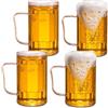 GOMETY Bicchieri da birra, 4 pezzi, 500 ml, in PET, riutilizzabili, con manico, classici, trasparenti, per casa, bar, picnic, Natale