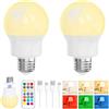 Pinrutar Lampadina LED Ricaricabile E27 con Telecomando, Dimmerabile, Magnetica, Batteria Integrata, 3 Temperature Colore + 9 RGB, 480LM, 3 Timer, per Lampade Senza Corrente, Campeggio & Emergenza 2 Pack
