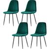 JaHECOME - Set di 4 sedie da pranzo in stile scandinavo vintage, in velluto/similpelle scamosciata, con schienale e gambe in acciaio (verde, 4)