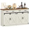 Hzuaneri Credenza cucina, Credenza con 2 Cassetto, Mobiletto Portaoggetti con 4 Ante, ripiani regolabili, Stile Country Cottage, ambiente pranzo, soggiorno, Bianco Rustico e Noce Medio SC94814X