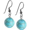 Treasure Bay TreasureBay - Orecchini pendenti da donna a sfera, realizzati a mano, 12 mm, con turchese blu naturale
