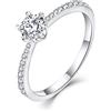 starchenie Starnny Anello di fidanzamento Solitaire Infinito Donna Fede Argento 925 Zirconia Cubica 3A Anello oro bianco regalo per lei