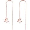 SLUYNZ 925 Orecchini pendenti a farfalla in argento sterling catena per donne ragazze adolescenti orecchini threader nappa a catena lunga (C-Rose Gold)