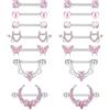 DXiongW 7 Paia 14G Piercing Capezzolo Acciaio Chirurgico per Donne 16mm Barbell | Acciaio Inossidabile CZ Cuore Farfalla Rosa Capezzoli Anelli Set di Piercing Gioielli Corpo Donne