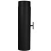 LANZZAS Tubo per stufa, 500 mm, prolunga con valvola a farfalla, diametro Ø 150 mm, colore: nero, tubo del fumo con patta