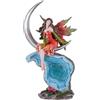 DRW Figura Fata sulla Luna su geoda Blu di resinta Dipinta a Mano 25 cm