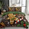 Generic Copripiumino 3D Natale Omino di pan di zenzero Caramella Copripiumino Microfibra 135 x 200 cm Con Cerniera Per Ragazzi E Ragazze Verde biancheria da letto decorativa per la camera da letto invernale