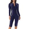 Vuncio Costume da Bagno Donna Intero con Pantaloncini Modellante Taglie Forti Costume Intero Donna Contenitivo Manica Lunga Morbidi Comode Sportivi Mare Piscina Spiaggia Monokini (Dark Blue, XL)