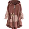 Peuignao Giacca Pile Donna con Cappuccio Zip Teddy Cappotto Lungo Donna Giacca Felpa Giubbini Felpata Fleece Jacket Donna Invernale Giubbotto Peloso Giacche Pile Felpate Teddy Orsetto Pelosa Donna Rosa XXL