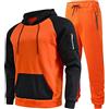 Foweknow Tuta sportiva da uomo, lunga, comoda, oversize, per il tempo libero, in due pezzi, per autunno e inverno, 2 pezzi, con cappuccio e pantaloni da jogging, Colore: arancione., XL