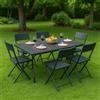 Set Tavolo e Sedie da giardino Tavolo Pieghevole 180 + 6 Sedie in colore Rattan