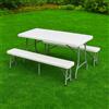 Set tavolo sedie giardino rettangolare 180 con 2 panche pieghevoli colore bianco
