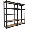 Scaffalatura in metallo Set di 2 scaffali componibili 40x90x180cm di colore nero