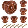 QUARKZMAN 6Pz Pomelli in Legno, Pomelli per Mobili Rotondi da 37Mm/1.5, Maniglie a Foro Singolo, Rosso