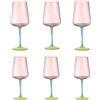 Evviva Set 6 Calici Vino Reale in Vetro 500 ml Multicolor