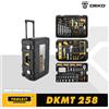 DEKO 258pcs Set di attrezzi manuali fai da te per la casa cassetta portautensili professionale a tre strati con rotelle portatile