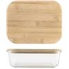 H&H Contenitore in Vetro Rettangolare con Coperchio in Bambù - 1040 ml, 20x15 cm - Ermetico, Lavabile in Lavastoviglie, Uso in Forno e Microonde (senza coperchio)