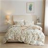 AMWAN Fresh Botanical Floral Copripiumino Twin XL Cotone Giardino Set di biancheria da letto Chic Vintage Trapunta Estetica Fiore Boho con Cerniera