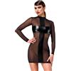 Noir Handmade F369 Crossfire Mesh & Wetlook Mini Dress Black L