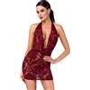 Noir Handmade F385 Kink Royal Cascade Mini Dress Burgundy XS
