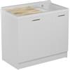 Colavene - Active Wash statico lavatoio doppia vasca 100x55x93h con portabiancheria [bianco opaco] - AWS1055F