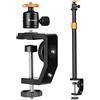 TARION C Supporto a morsetto Supporto da scrivania per fotocamera con testa a sfera e asta di prolunga regolabile da 33-60 cm per Vlogging Live Stream Photo Studio Light Photography Filming(TR-CS)