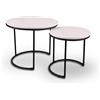 Trio Lighting DOREEN SET DI 2 TAVOLI ROTONDI STRUTTURA IN METALLO E BASE IN MDF D.35-43CM BIANCO E STRUTTURA NERA