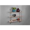 Trio Lighting CLARA MENSOLA A MURO PORTA OGGETTI METALLO NERO CON 3 RIPIANI IN LEGNO NATURALE L.62CM H.60CM