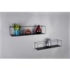 Trio Lighting TINKA SET DI 2 MENSOLE PORTA OGGETTI IN METALLO NERO 65-60CM