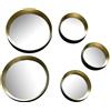 Trio Lighting VIVIEN SET 5 SPECCHI DIAMETRI ASSORTITI CON CORNICE PLASTICA NERA E ORO