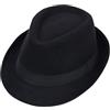 QUUPY Uomo Classico Manhattan Strutturato Gangster Trilby Fedora Hat Nero