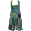 GURU SHOP Goa Shorts, Salopette corte patchwork da donna, in cotone, verde, 42